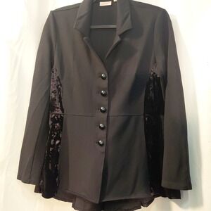 Logo Lori Goldstein Lavish Blazer Jacket Callie  Black Velour  Lace Womens S